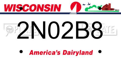 2N02B8 Wisconsin License Plate