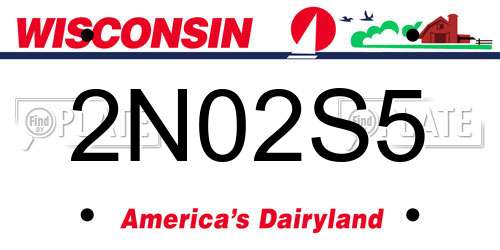2N02S5 Wisconsin License Plate
