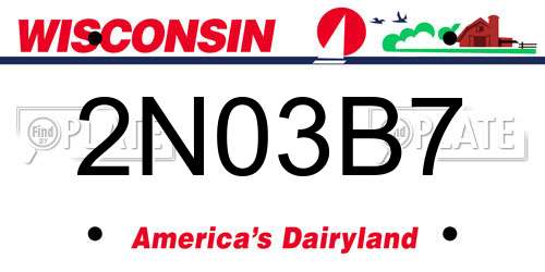 2N03B7 Wisconsin License Plate