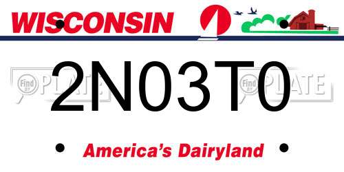 2N03T0 Wisconsin License Plate