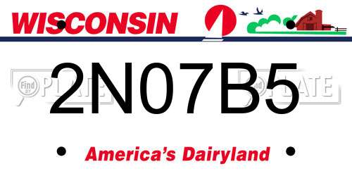 2N07B5 Wisconsin License Plate