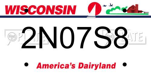 2N07S8 Wisconsin License Plate