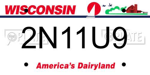 2N11U9 Wisconsin License Plate