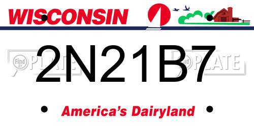 2N21B7 Wisconsin License Plate