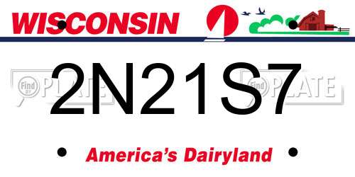 2N21S7 Wisconsin License Plate