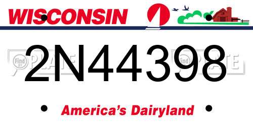 2N44398 Wisconsin License Plate