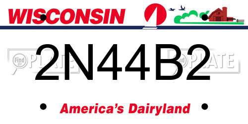 2N44B2 Wisconsin License Plate