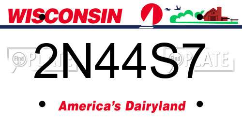 2N44S7 Wisconsin License Plate