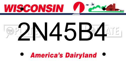 2N45B4 Wisconsin License Plate