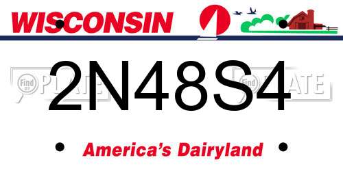 2N48S4 Wisconsin License Plate