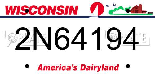 2N64194 Wisconsin License Plate