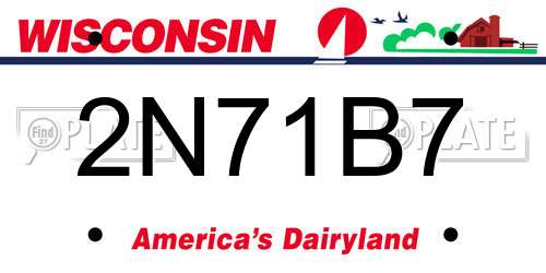 2N71B7 Wisconsin License Plate