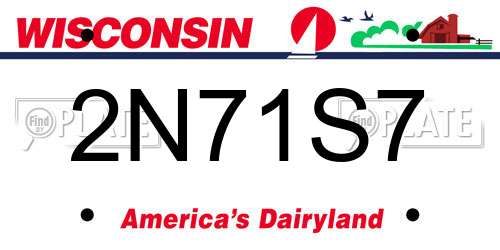 2N71S7 Wisconsin License Plate