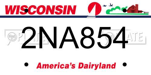 2NA854 Wisconsin License Plate
