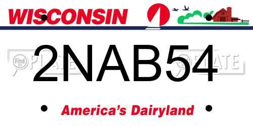 2NAB54 Wisconsin License Plate
