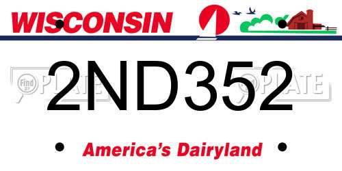 2ND352 Wisconsin License Plate