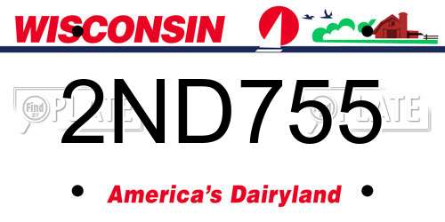 2ND755 Wisconsin License Plate