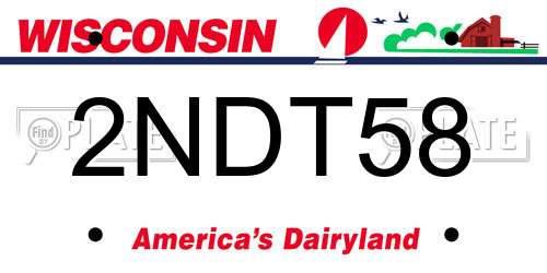 2NDT58 Wisconsin License Plate