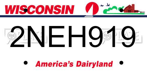 2NEH919 Wisconsin License Plate