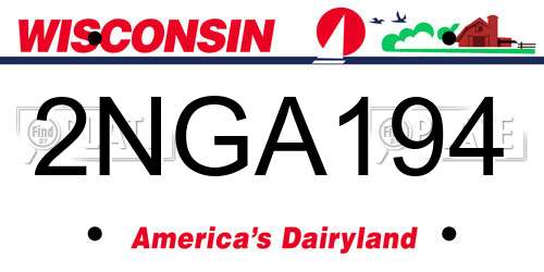 2NGA194 Wisconsin License Plate
