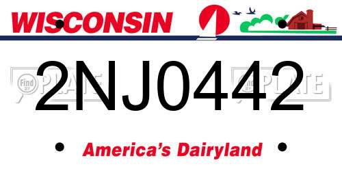 2NJ0442 Wisconsin License Plate