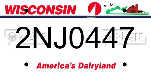 2NJ0447 Wisconsin License Plate