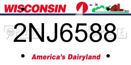2NJ6588 Wisconsin License Plate