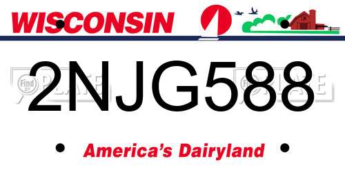 2NJG588 Wisconsin License Plate