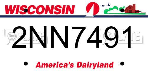 2NN7491 Wisconsin License Plate