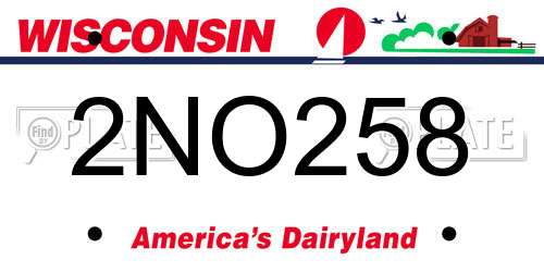 2NO258 Wisconsin License Plate