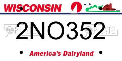 2NO352 Wisconsin License Plate