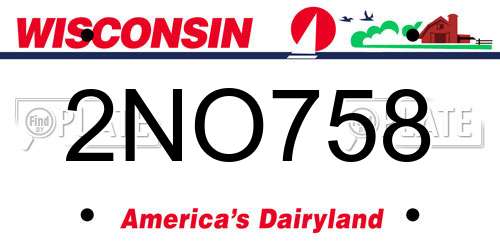 2NO758 Wisconsin License Plate