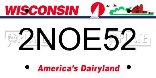 2NOE52 Wisconsin License Plate