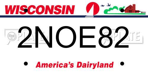 2NOE82 Wisconsin License Plate