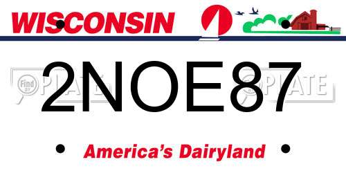 2NOE87 Wisconsin License Plate