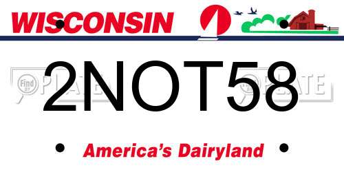2NOT58 Wisconsin License Plate