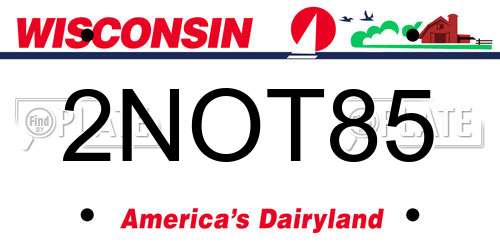 2NOT85 Wisconsin License Plate