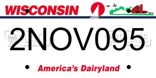 2NOV095 Wisconsin License Plate