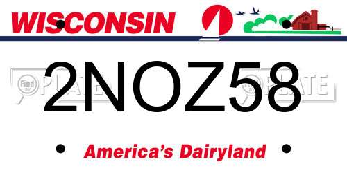 2NOZ58 Wisconsin License Plate