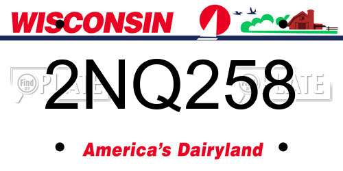 2NQ258 Wisconsin License Plate
