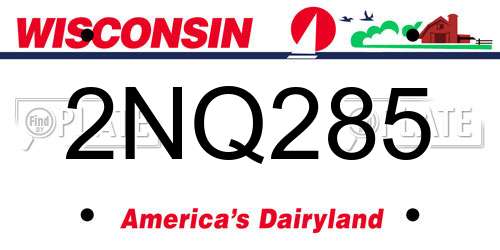 2NQ285 Wisconsin License Plate