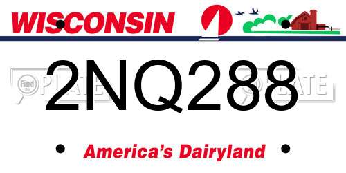 2NQ288 Wisconsin License Plate