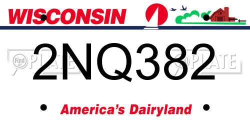 2NQ382 Wisconsin License Plate