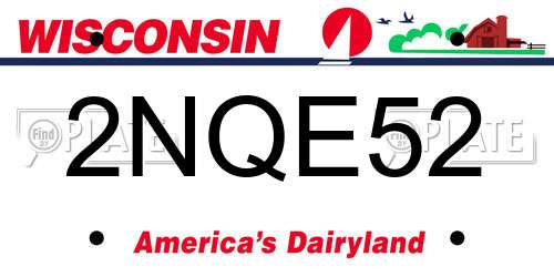 2NQE52 Wisconsin License Plate