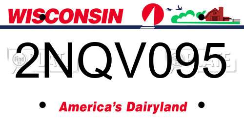 2NQV095 Wisconsin License Plate