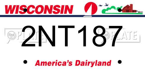 2NT187 Wisconsin License Plate