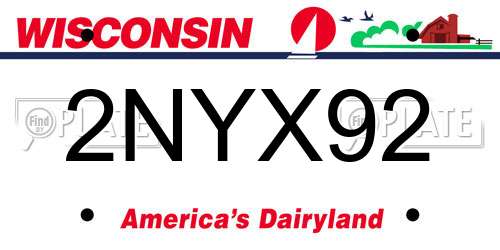 2NYX92 Wisconsin License Plate