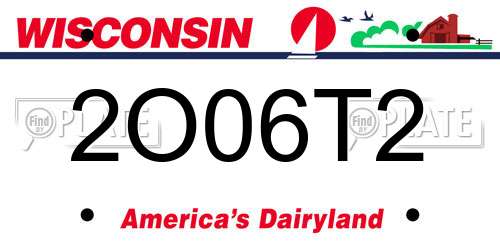 2O06T2 Wisconsin License Plate