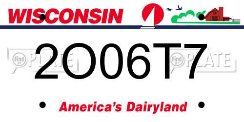 2O06T7 Wisconsin License Plate