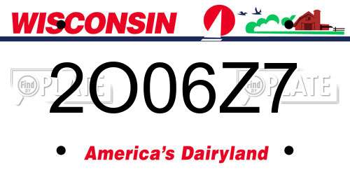 2O06Z7 Wisconsin License Plate